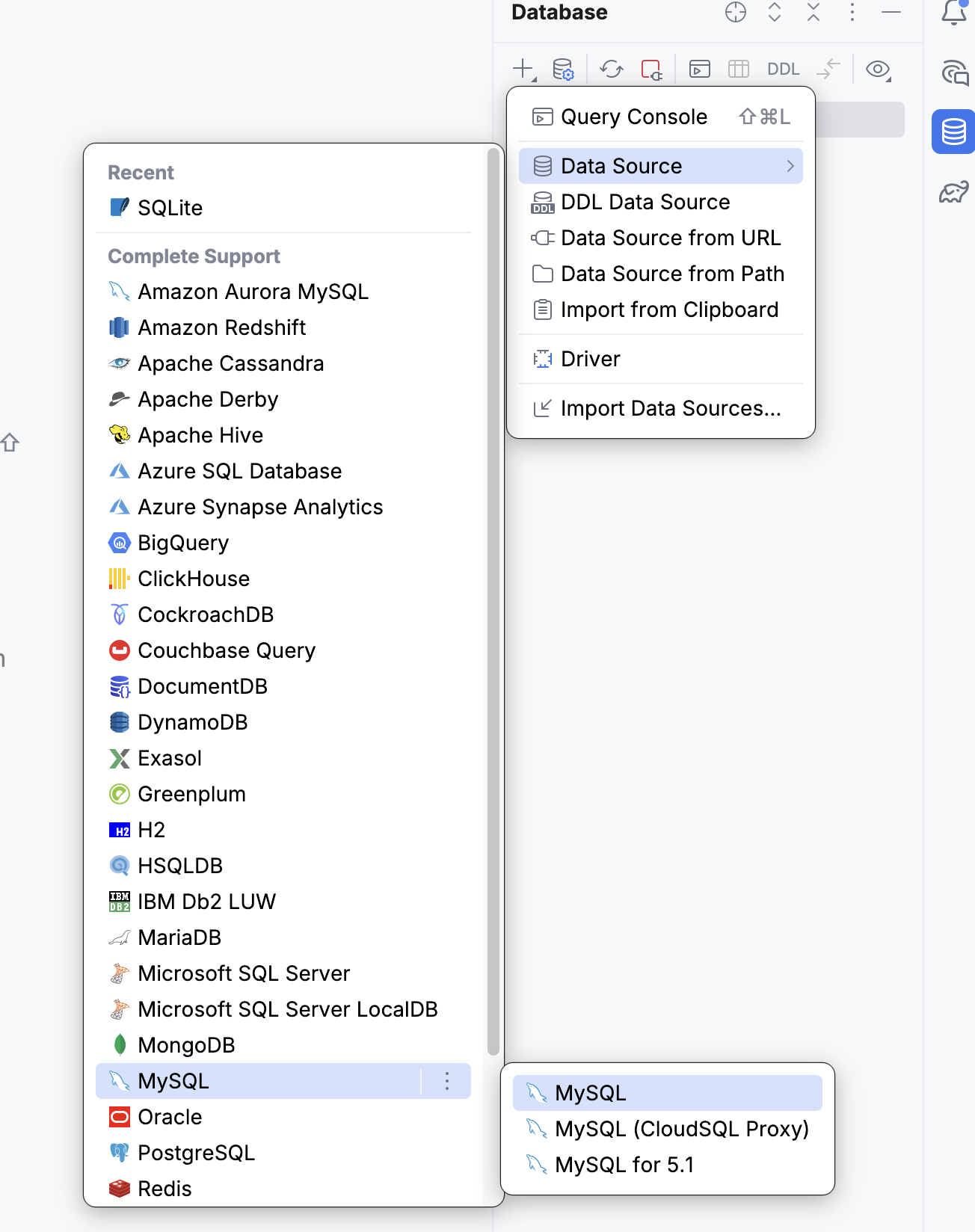 Database IntelliJ